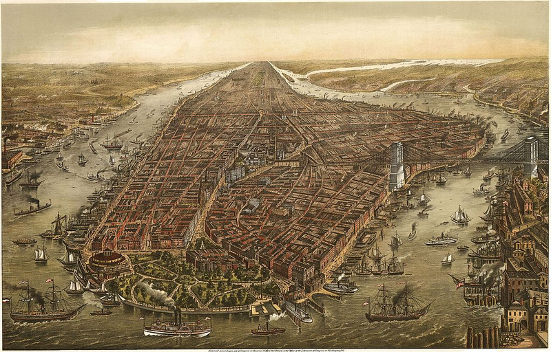 Illustration for article titled 11 Bird's-Eye Views That Show How NYC Has Grown Over 350 Years